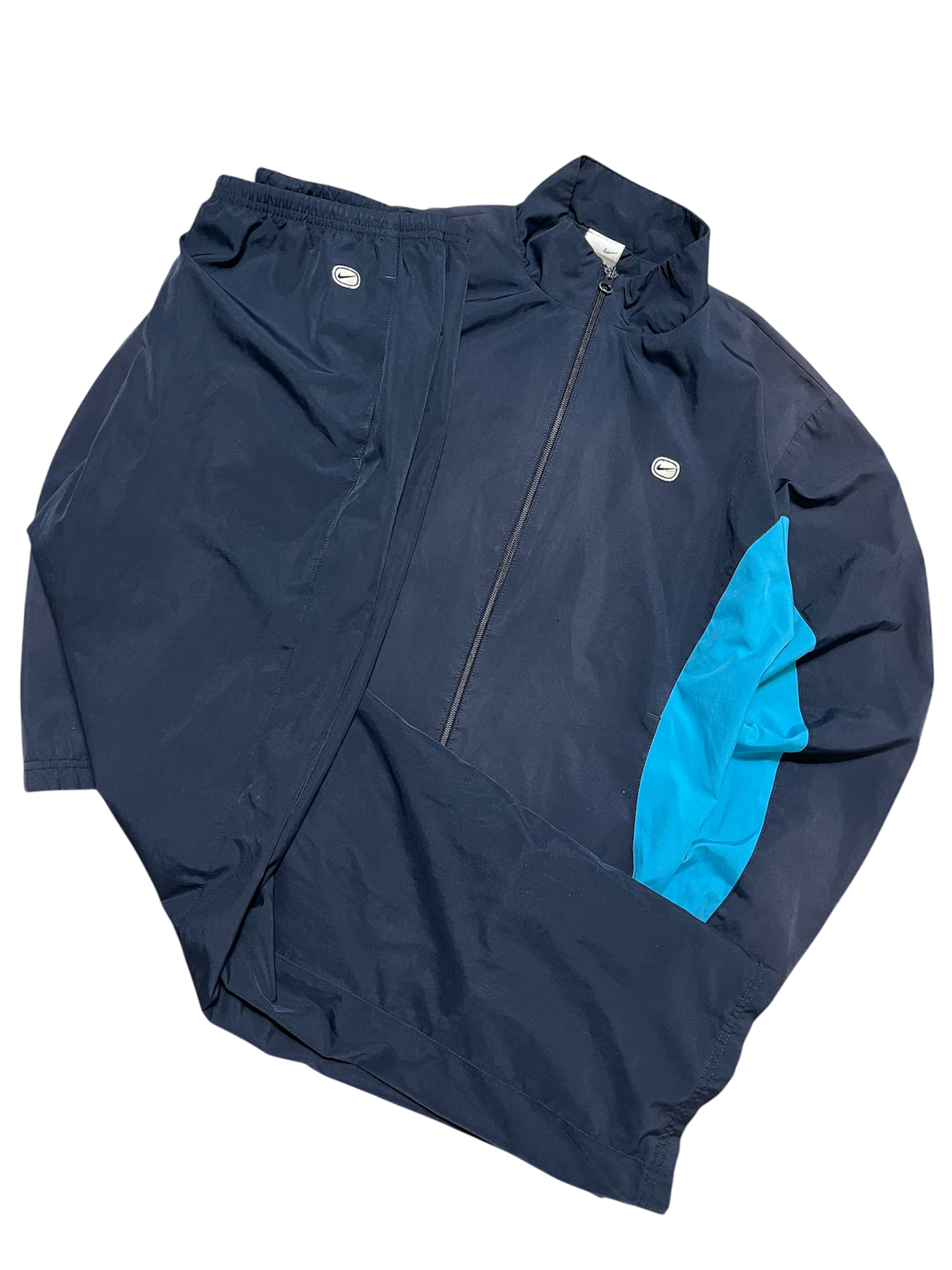Férfi vintage Nike sötétkék melegítő szett világoskék betéttel, streetwear stílus