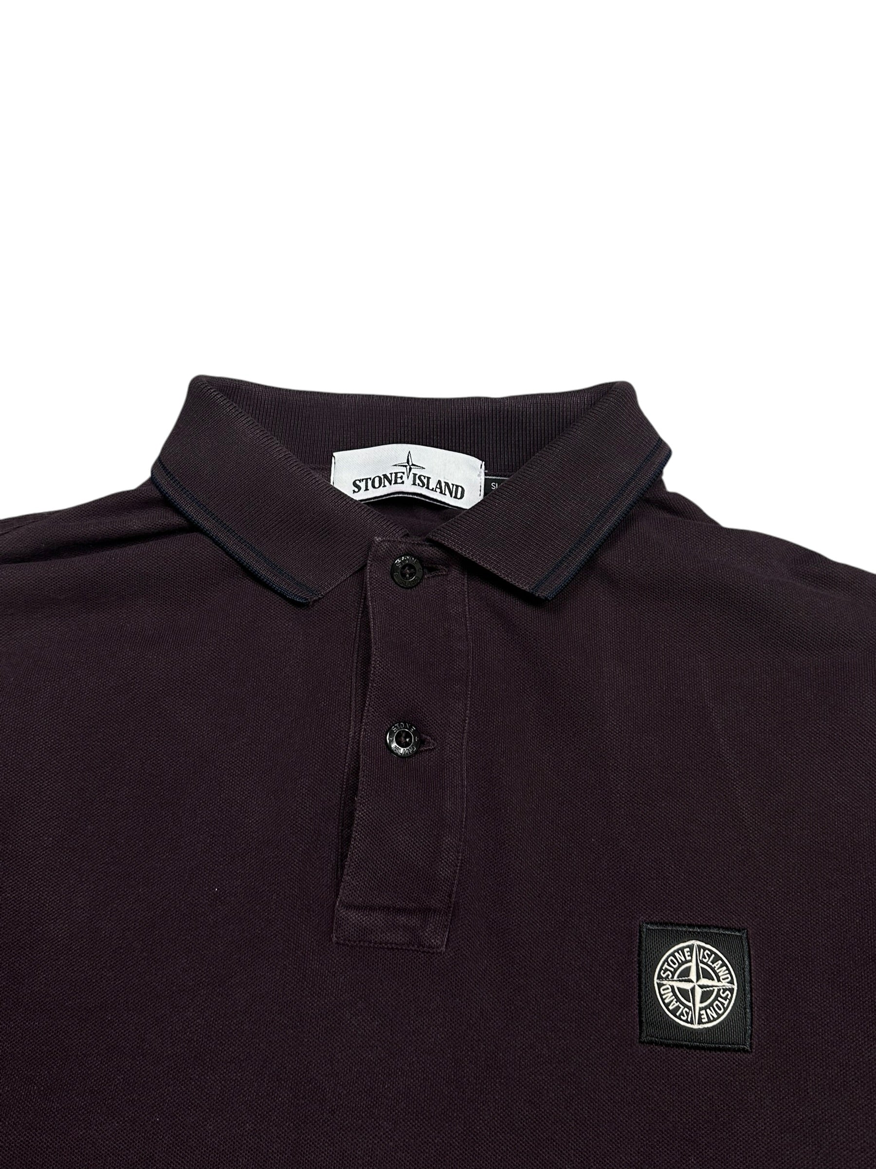 Stone Island Burgundy Long Sleeve Poloshirt (L)
