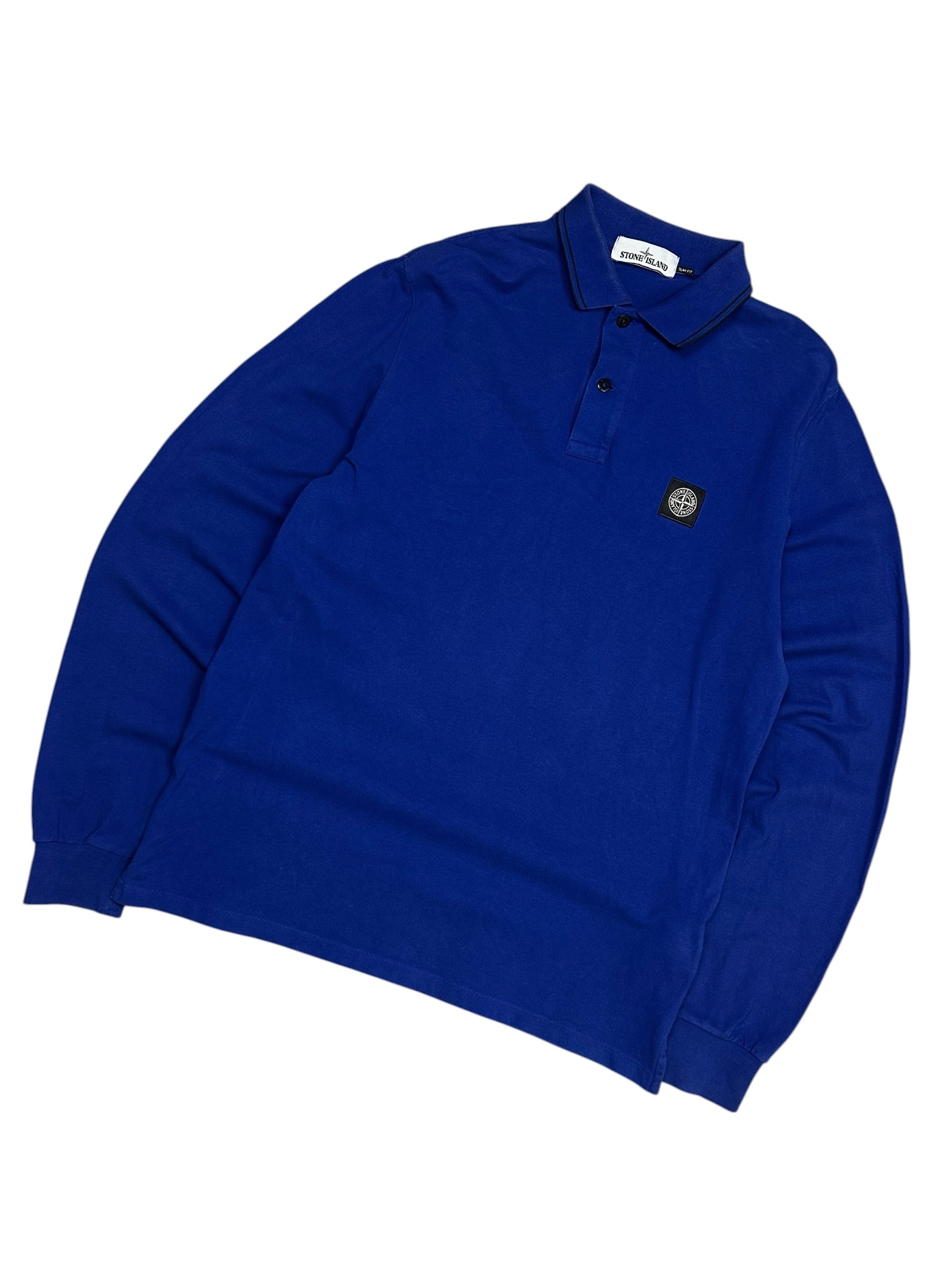 Stone Island Blue Long Sleeve Poloshirt (L)