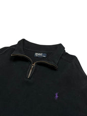 Polo Ralph Lauren Vintage Black Quarter Zip Pulover (XL)