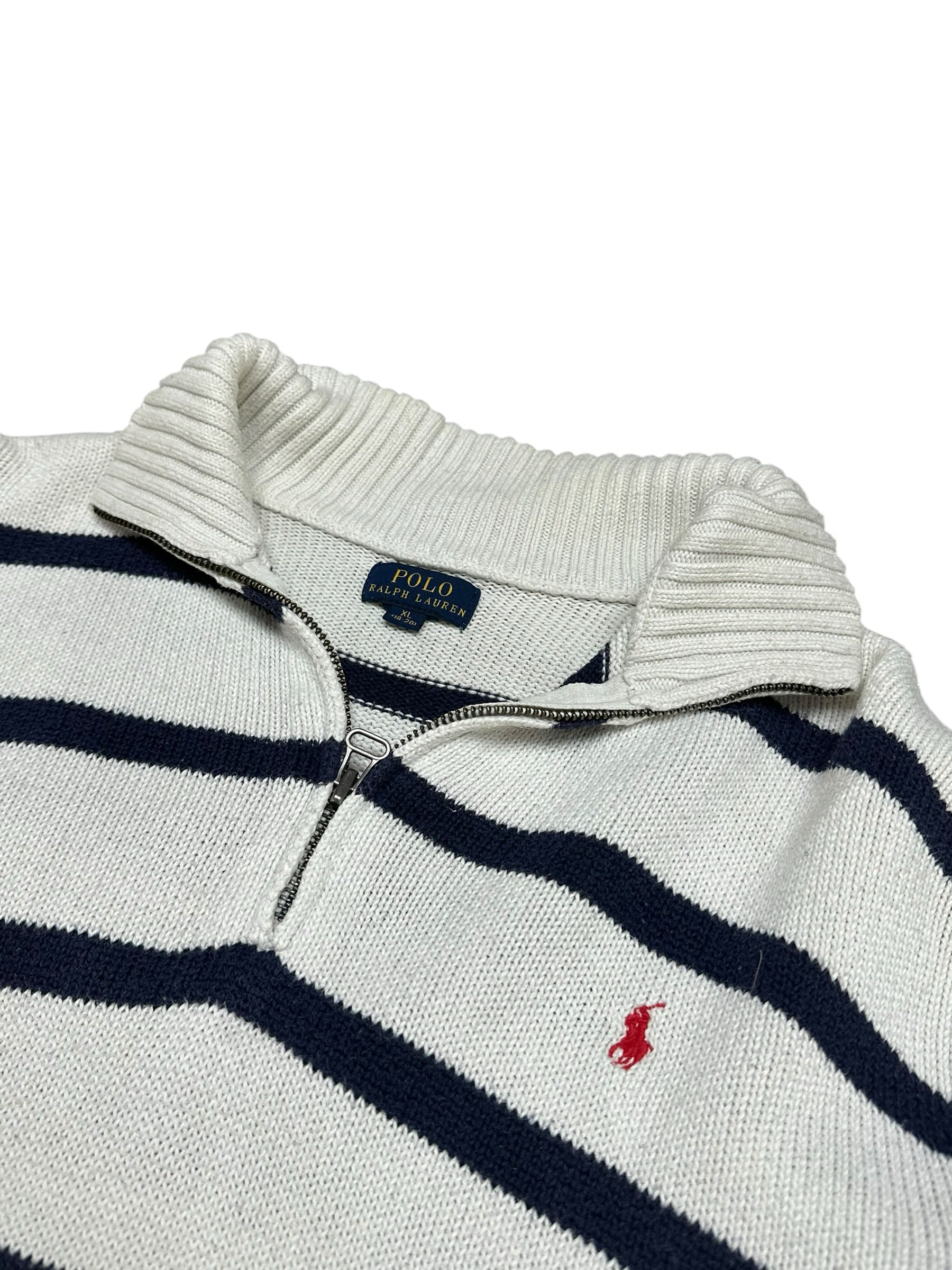 Polo Ralph Lauren Striped 1/4 Quarter Zip Knit Pulover (M)