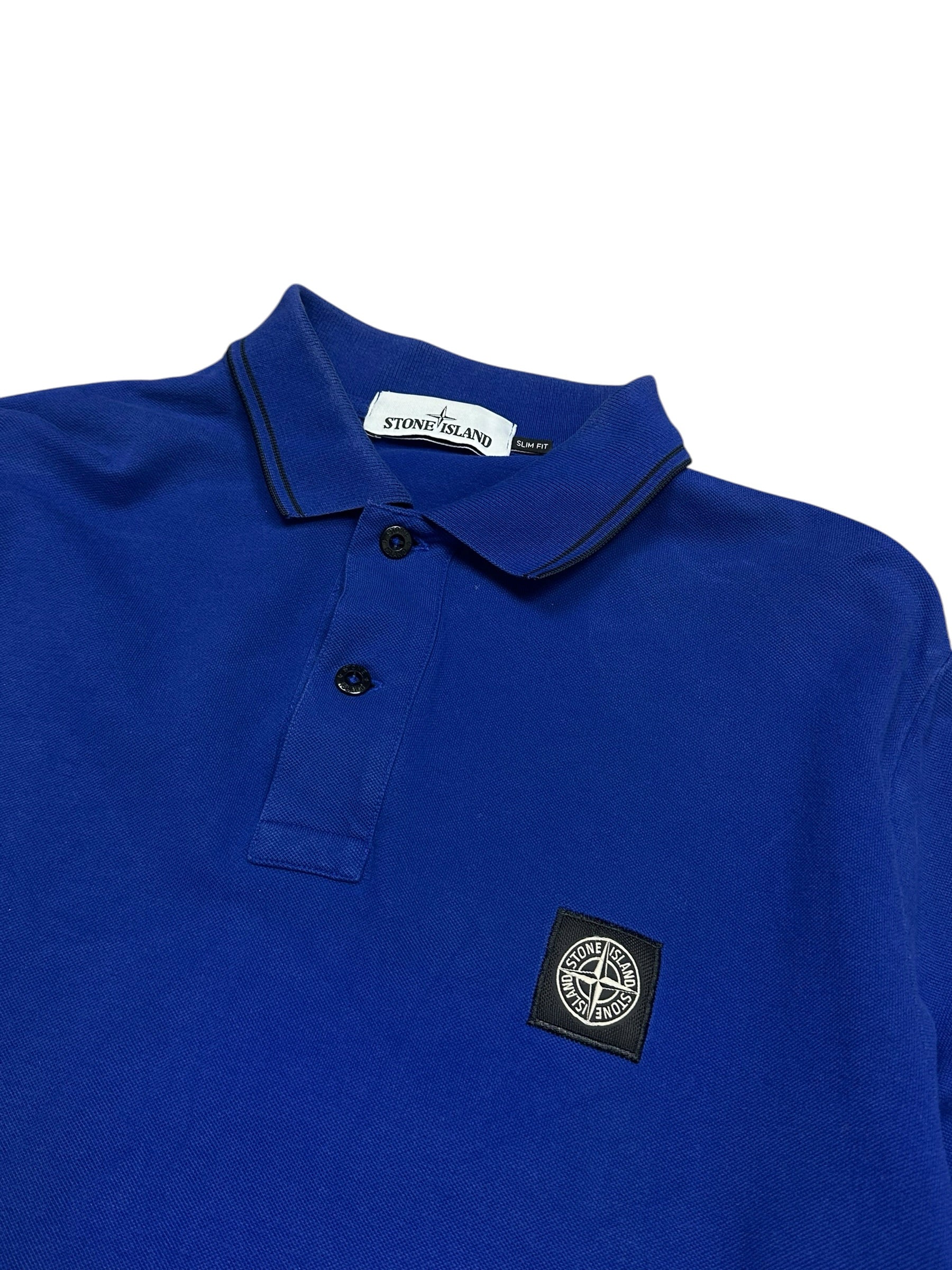 Stone Island Blue Long Sleeve Poloshirt (L)