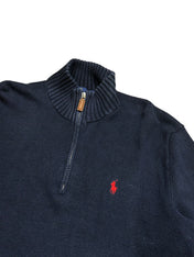 Polo Ralph Lauren Navy Quarter Zip Knit Pulover (M)
