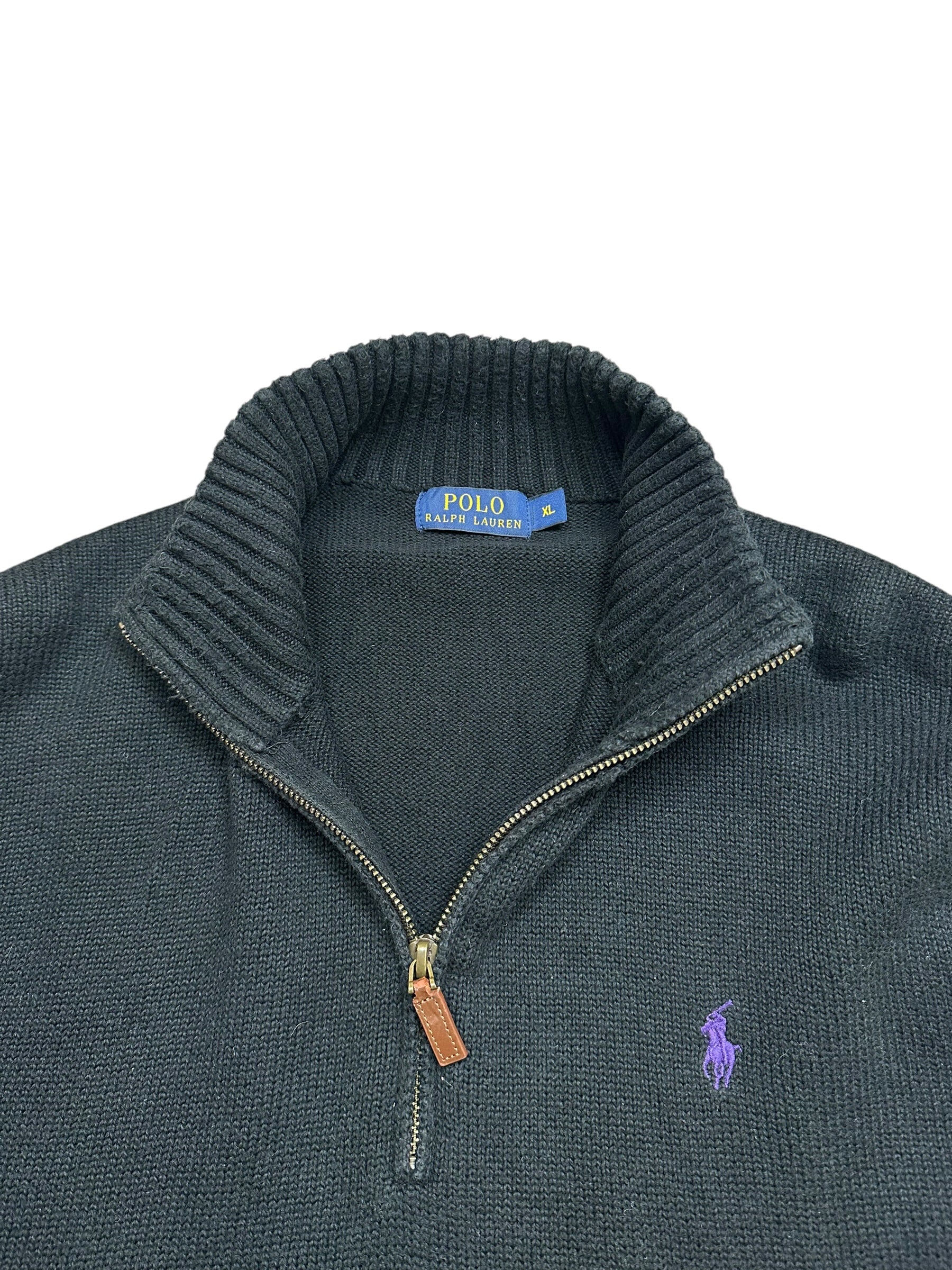 Polo Ralph Lauren Black Full Zip Knit Pulover (XL)