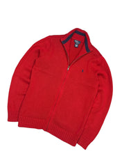 Polo Ralph Lauren Red Full Zip Knit Pulover (M)