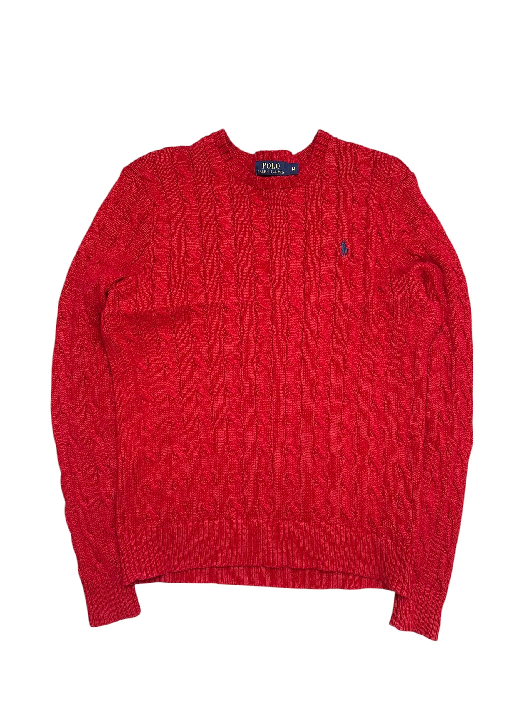 Polo Ralph Lauren Red Cable Knit Crewneck (M)