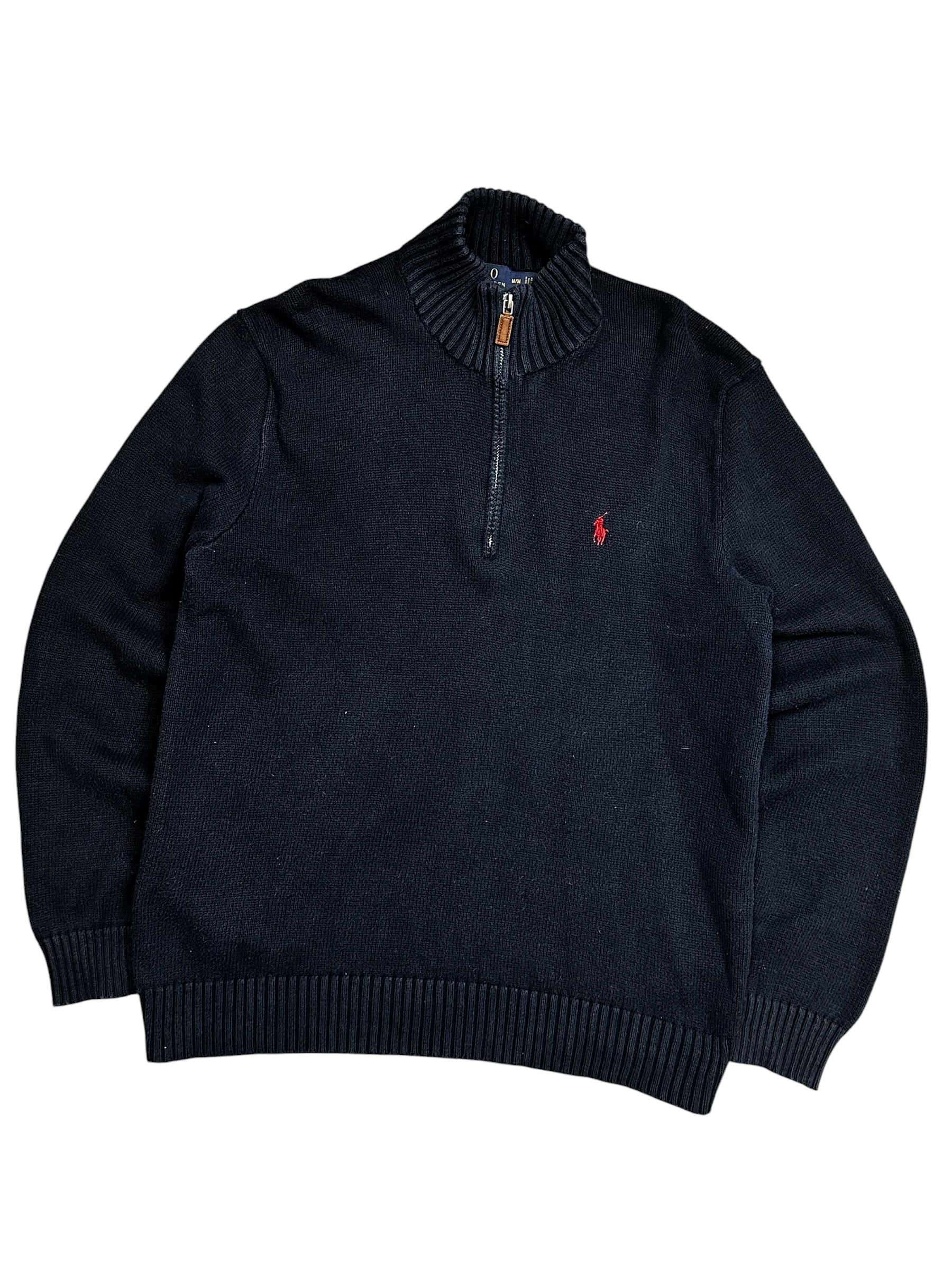 Polo Ralph Lauren Navy Quarter Zip Knit Pulover (M)