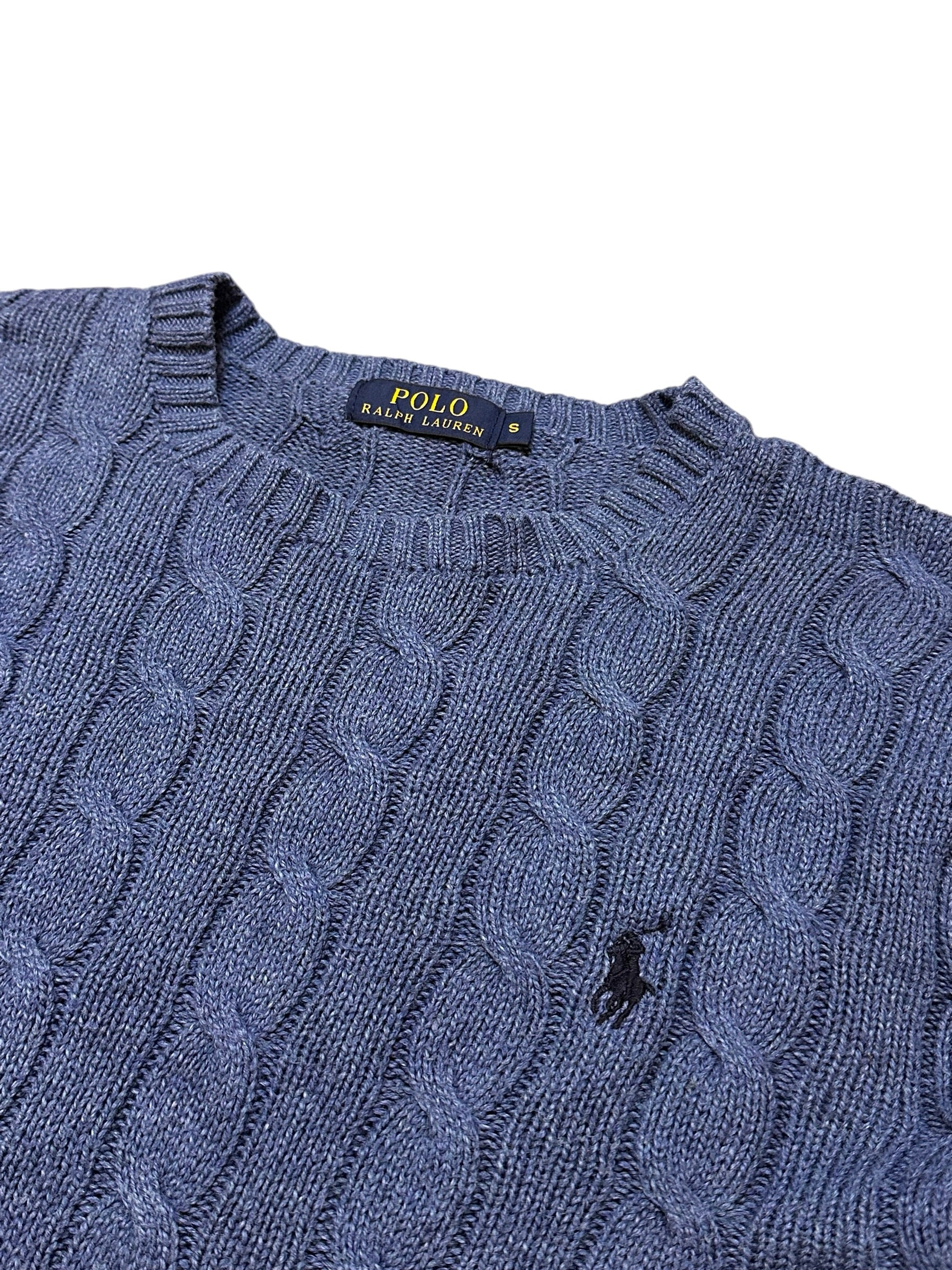 Polo Ralph Lauren Blue Cable Knit Crewneck (S)