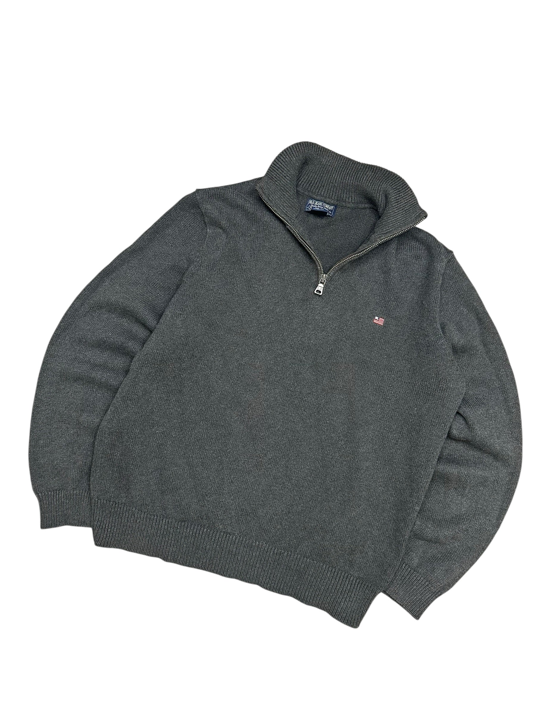 Polo Jeans Co. Ralph Lauren Vintage USA Flag 1/4 Quarter Zip Up (L)