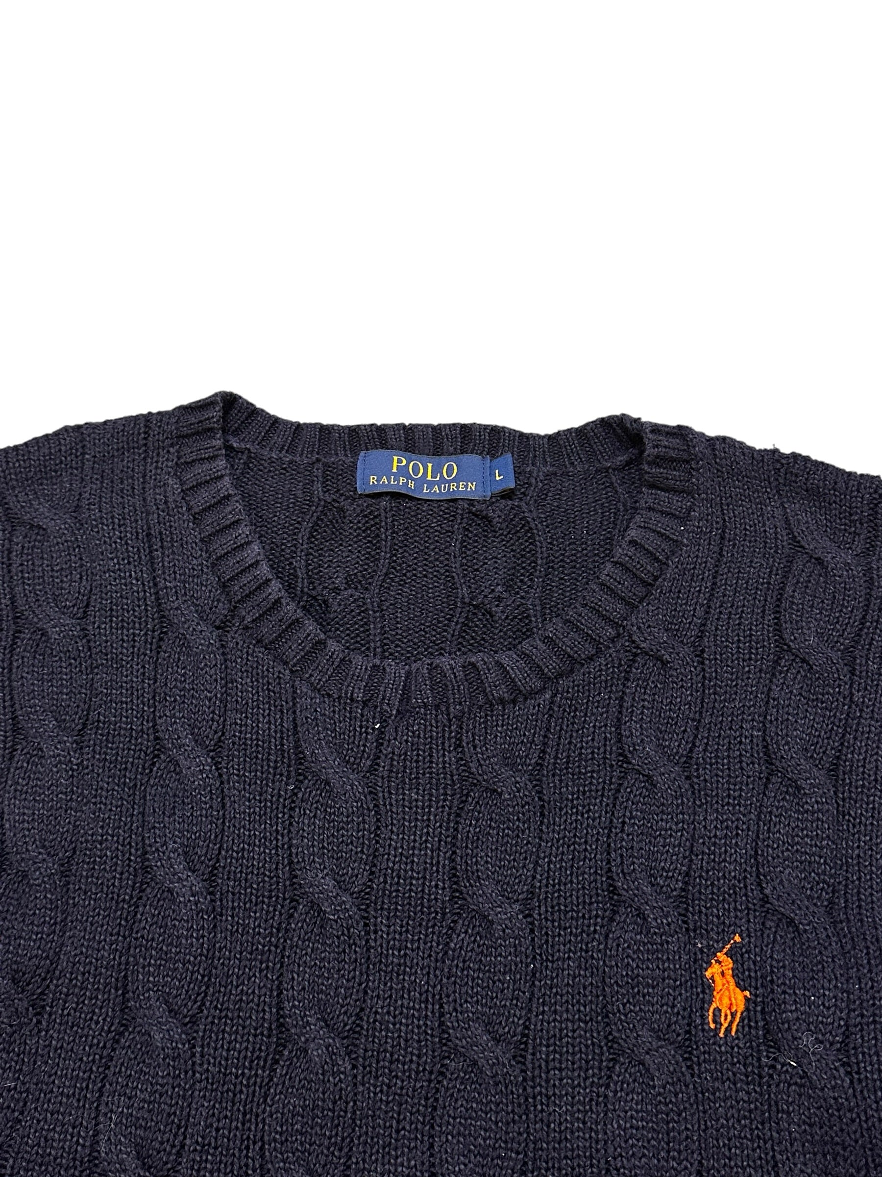 Polo Ralph Lauren Navy Cable Knit Crewneck (L)