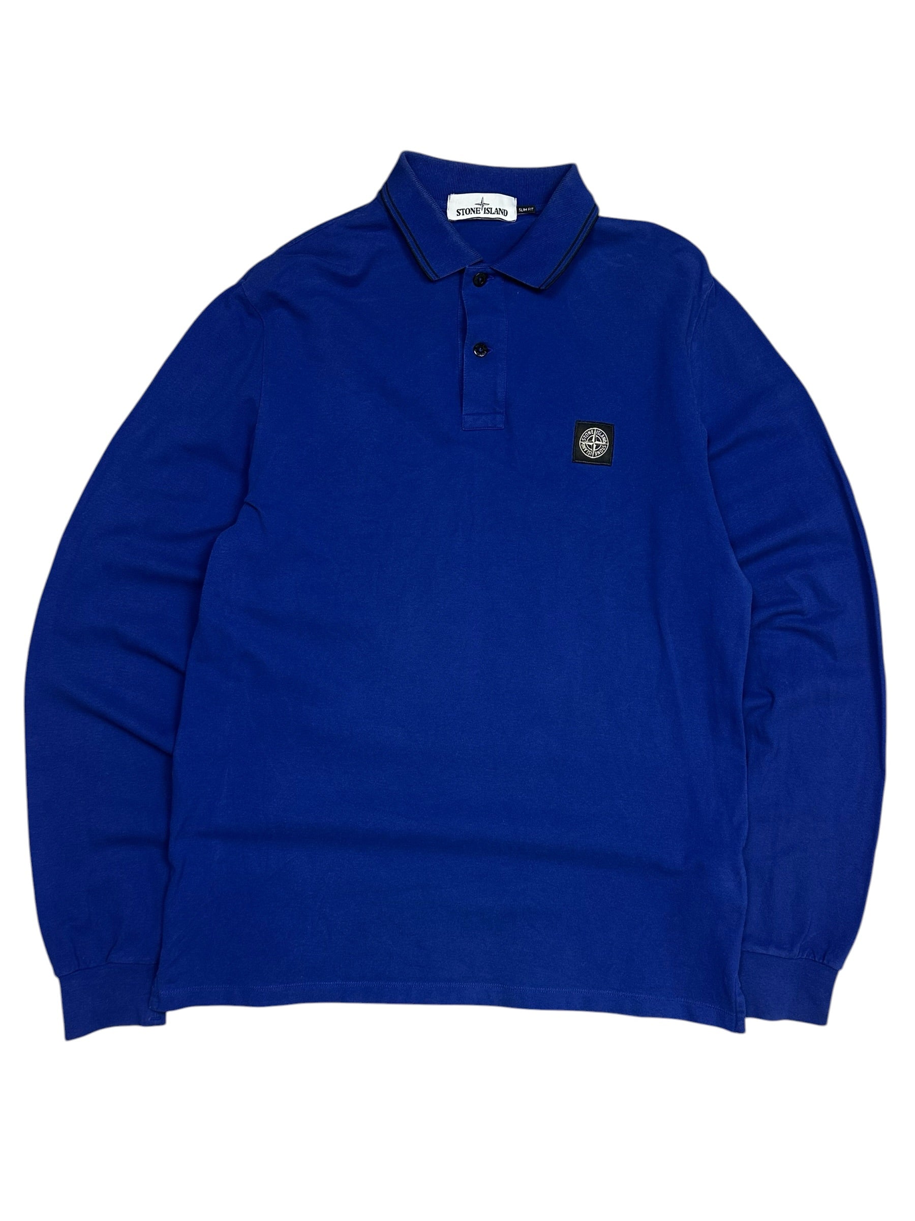 Stone Island Blue Long Sleeve Poloshirt (L)