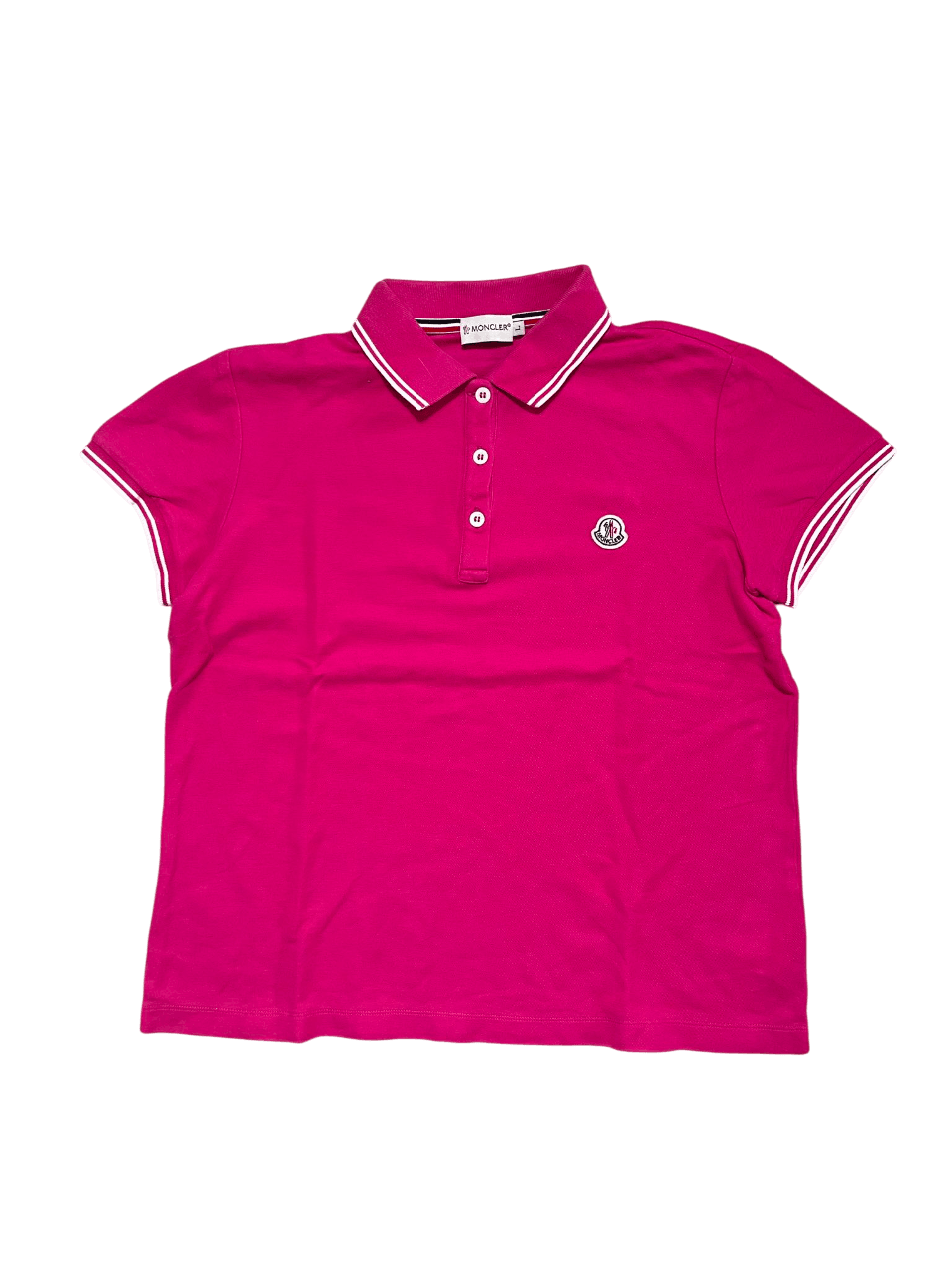 Női pink Moncler galléros póló, rövid ujjú, vintage streetwear stílus