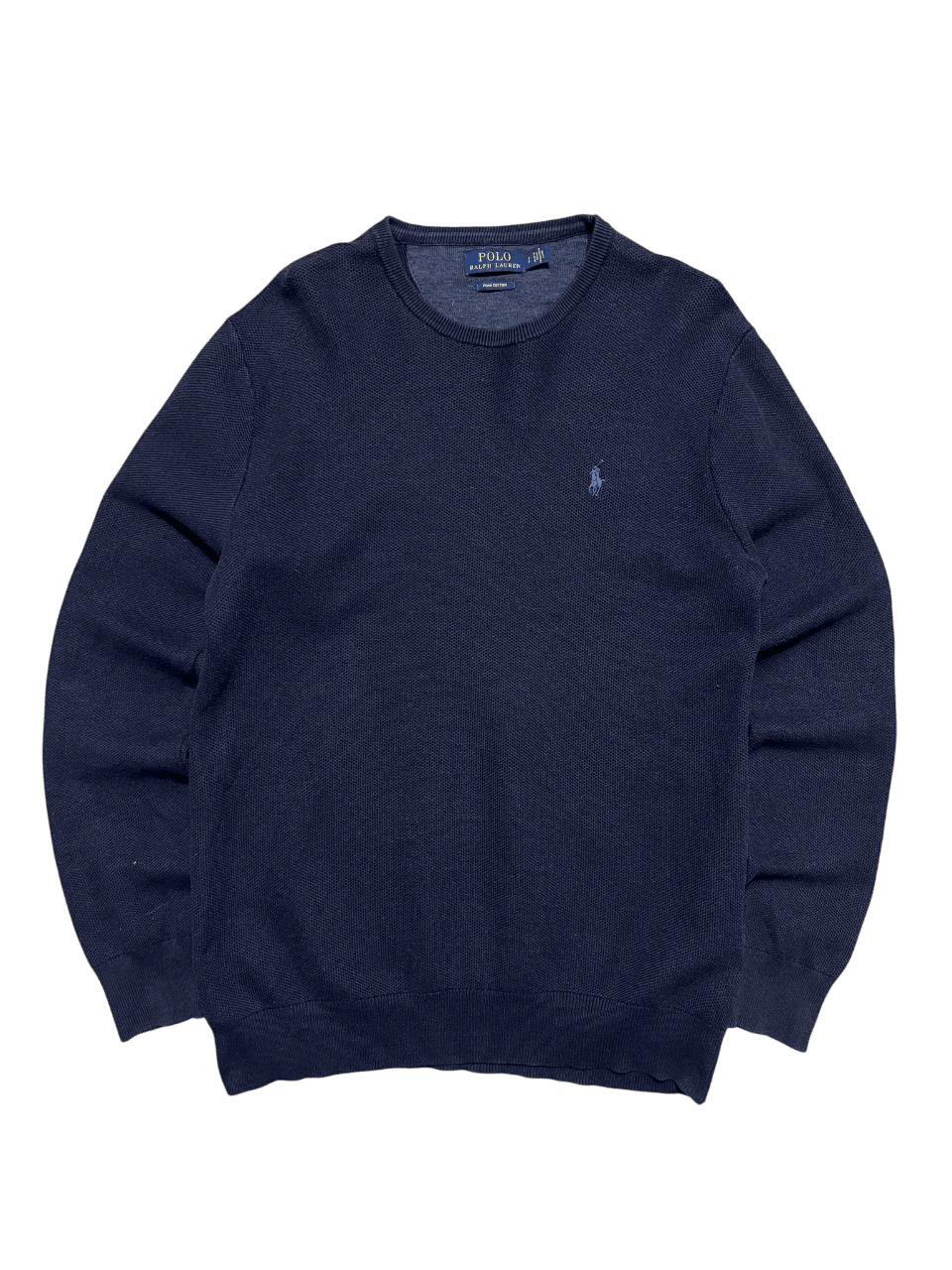 Sötétkék vintage Ralph Lauren póló hosszú ujjú streetwear stílusban, férfi pulóver