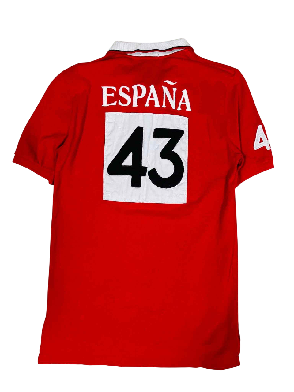 Piros vintage streetwear póló ESPAÑA felirattal és 43-as számmal hátul