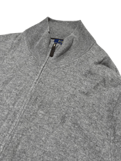 Szürke zipzáras Ralph Lauren pulóver vintage streetwear stílusban, finom logóval.