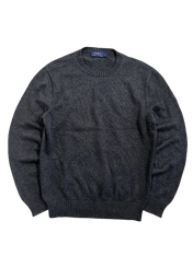 Sötétkék vintage Ralph Lauren kötött pulóver, kerek nyakkal és logóval, streetwear stílus