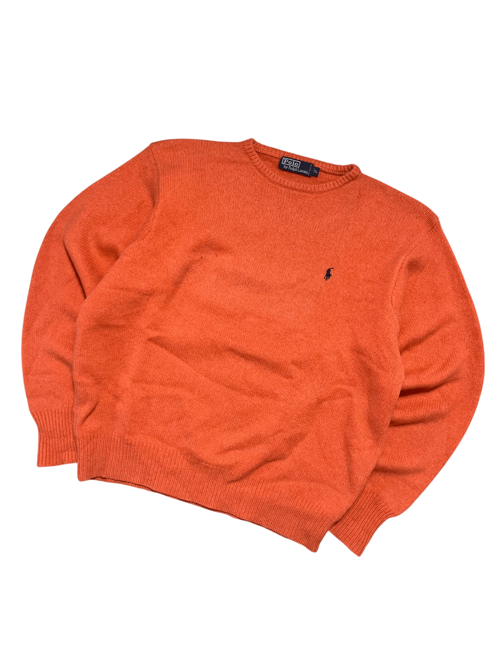 Narancssárga vintage Ralph Lauren pulóver, férfi streetwear stílus, prémium minőség
