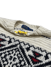 Ralph Lauren kötött pulóver skandináv mintával, nyaknál cukorka, vintage streetwear