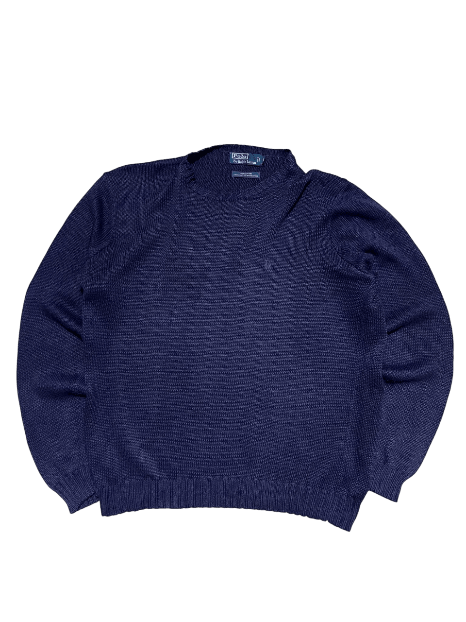 Sötétkék vintage Ralph Lauren kötött pulóver, kereknyakú, streetwear stílus