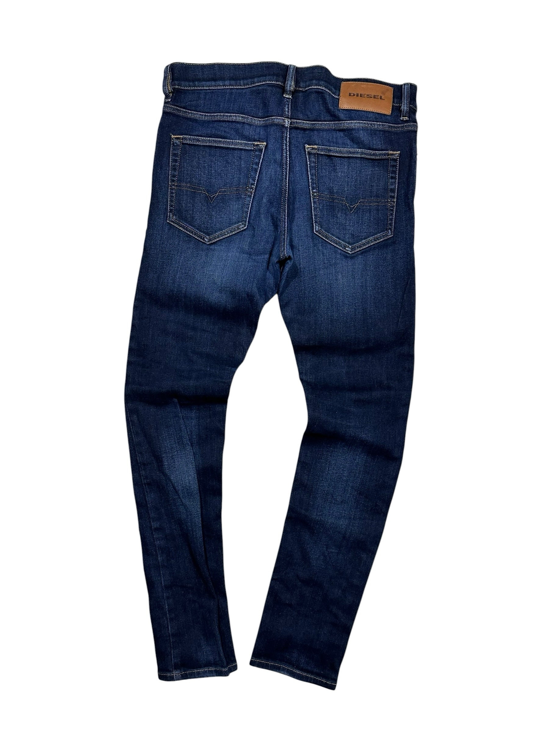 Candy Streetwear sötétkék Diesel D-Luster slim fit férfi farmernadrág hátsó nézet bőrcímkével