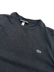 Candy Streetwear sötétszürke melírozott Lacoste pamut póló hímzett krokodil logóval és kerek nyakkivágással