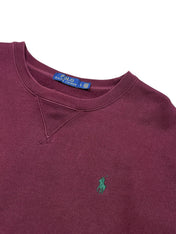 Candy Streetwear mélybordó Polo Ralph Lauren férfi pulóver kerek nyakkivágással és zöld hímzett lovas logóval