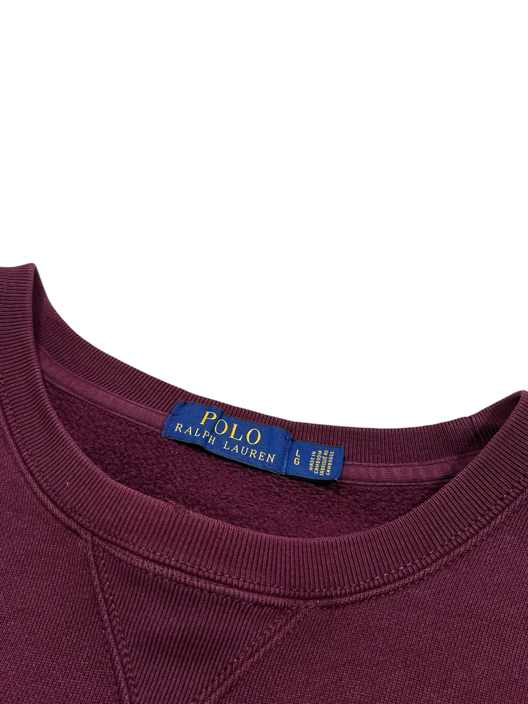 Candy Streetwear mélybordó Polo Ralph Lauren férfi pulóver kerek nyakkivágással és belső márkajelzéssel