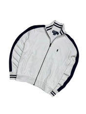 Candy Streetwear Polo Ralph Lauren fehér cipzáras férfi felső sötétkék csíkokkal és hímzett logóval