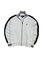 Candy Streetwear fehér Polo Ralph Lauren cipzáras férfi felső sötétkék csíkokkal és hímzett logóval