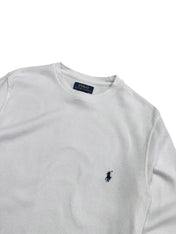 Candy Streetwear fehér Polo Ralph Lauren hosszú ujjú waffle felső kerek nyakkivágással és sötétkék hímzett logóval