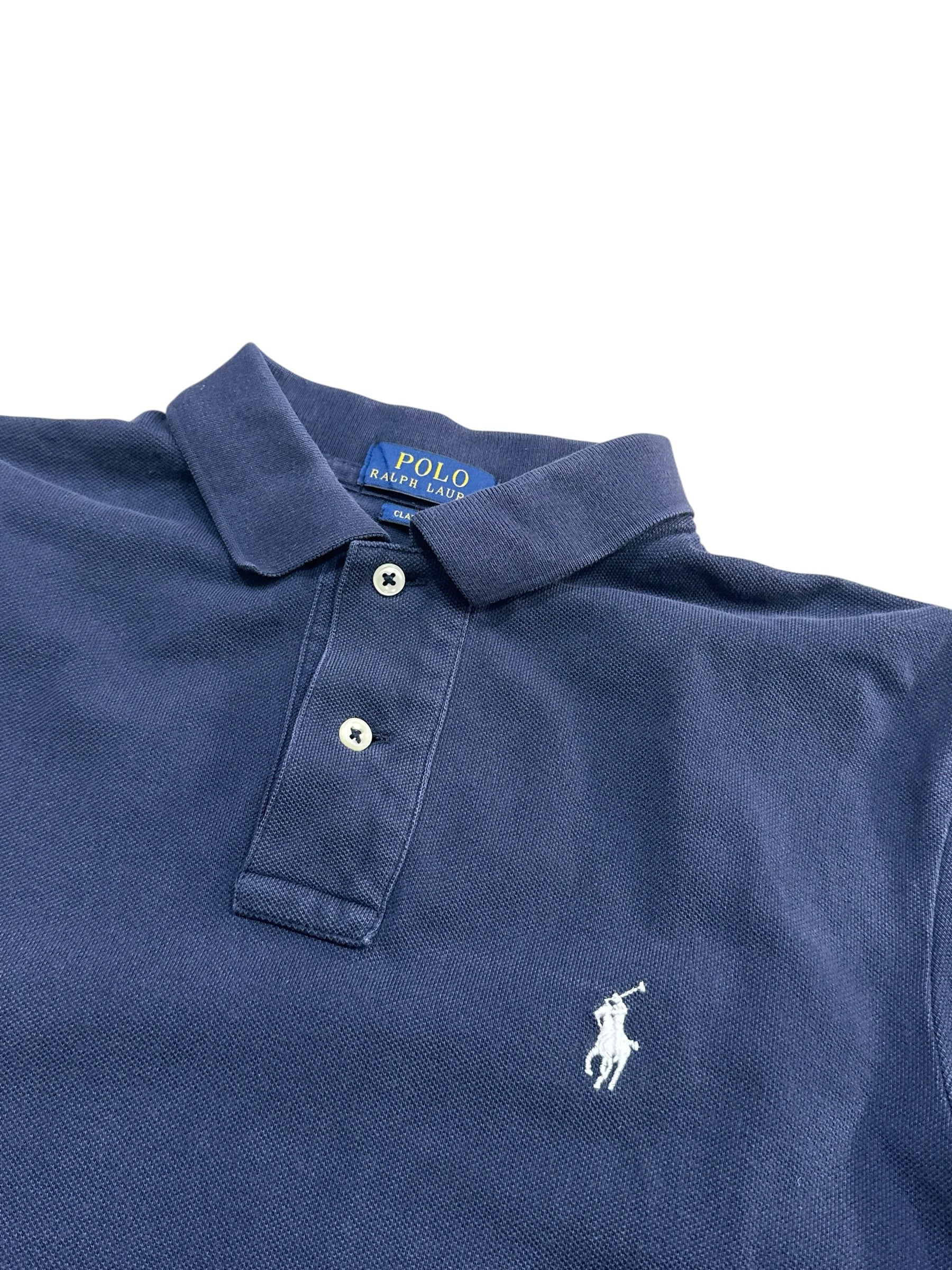 Candy Streetwear sötétkék Polo Ralph Lauren férfi pólóing hímzett logóval és klasszikus gallérral