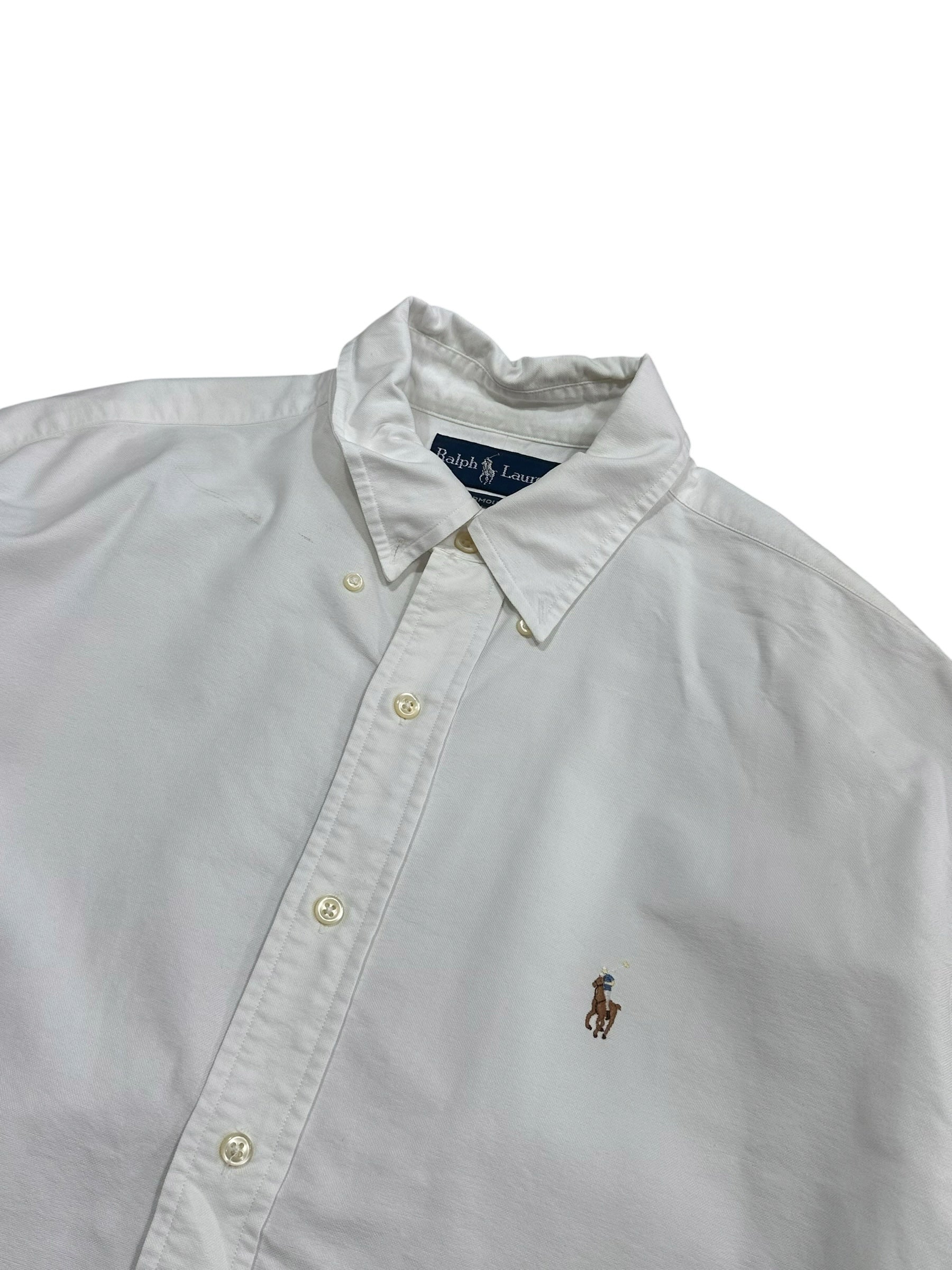 Candy Streetwear fehér Ralph Lauren hosszú ujjú pamuting gombos gallérral és hímzett lovas logóval