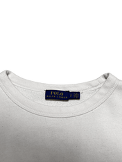 Fehér Polo Ralph Lauren streetwear póló nyakkivágás címkével, vintage stílus