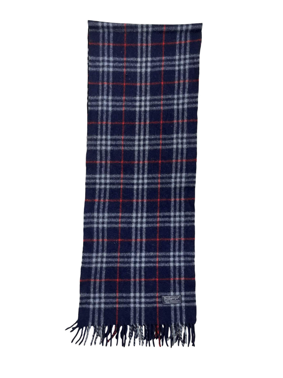 Kék, fehér és piros kockás vintage sál rojtokkal, prémium streetwear kiegészítő