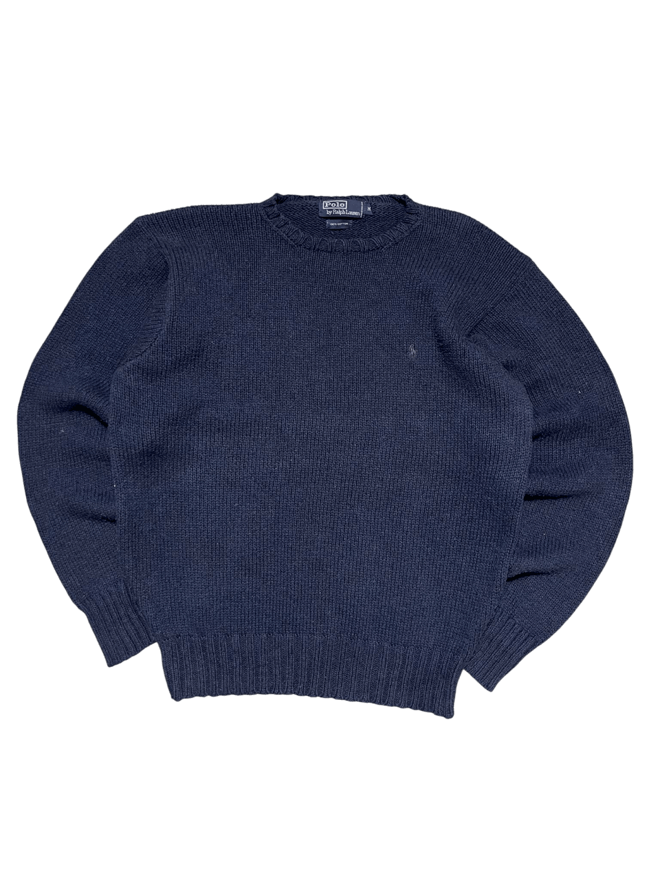 Sötétkék vintage Ralph Lauren kötött pulóver, streetwear stílus, prémium minőség
