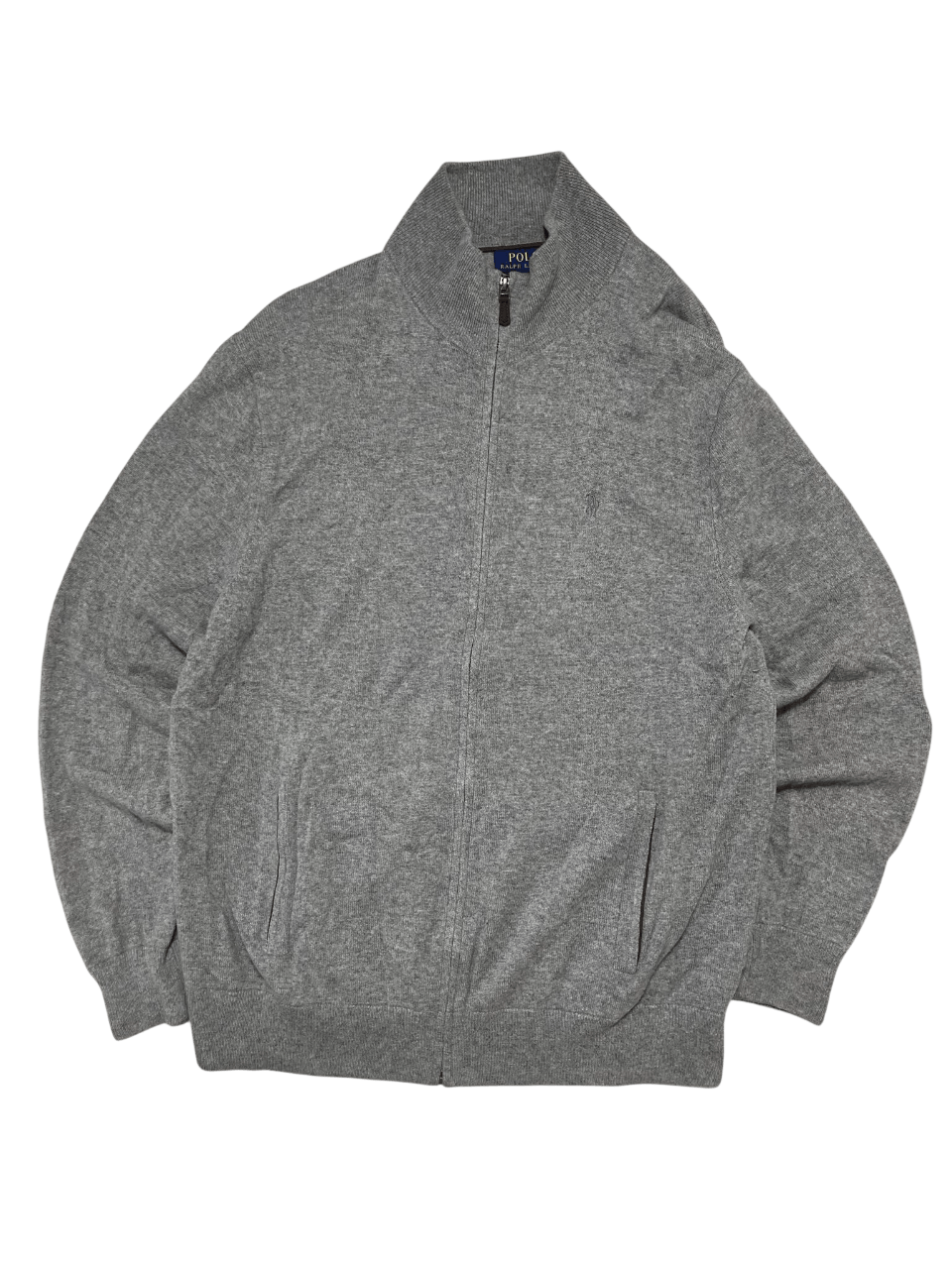 Szürke vintage zipzáras pulóver, állógallérral, prémium streetwear stílusban