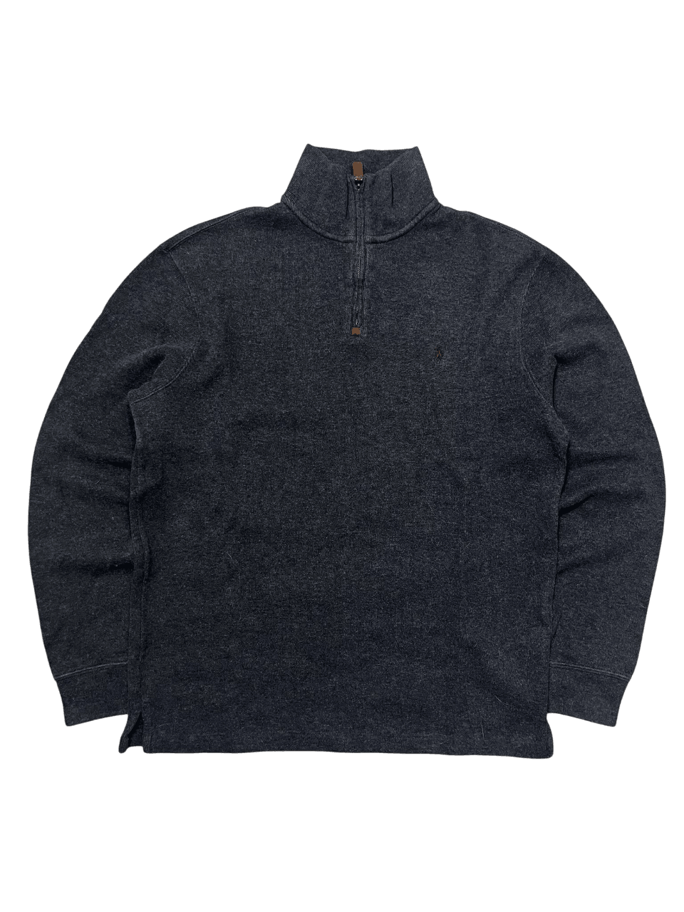 Férfi sötétszürke vintage streetwear pulóver félcipzárral és magas nyakkal