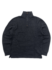 Férfi sötétszürke vintage streetwear pulóver félcipzárral és magas nyakkal