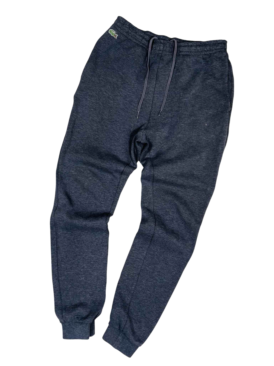 Sötétkék, gumírozott derekú, cipzáros Lacoste streetwear melegítőnadrág férfiaknak