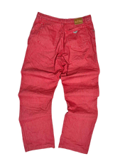 Piros, csíkos vintage Armani Jeans streetwear nadrág hátulnézetben