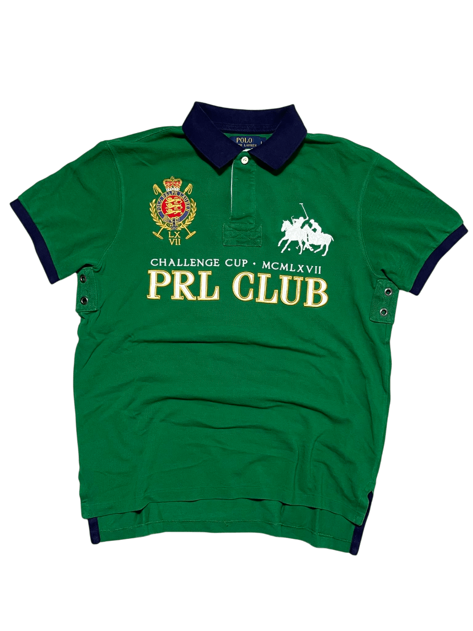 Zöld vintage Polo Ralph Lauren galléros póló, PRL Club felirattal és hímzett logóval